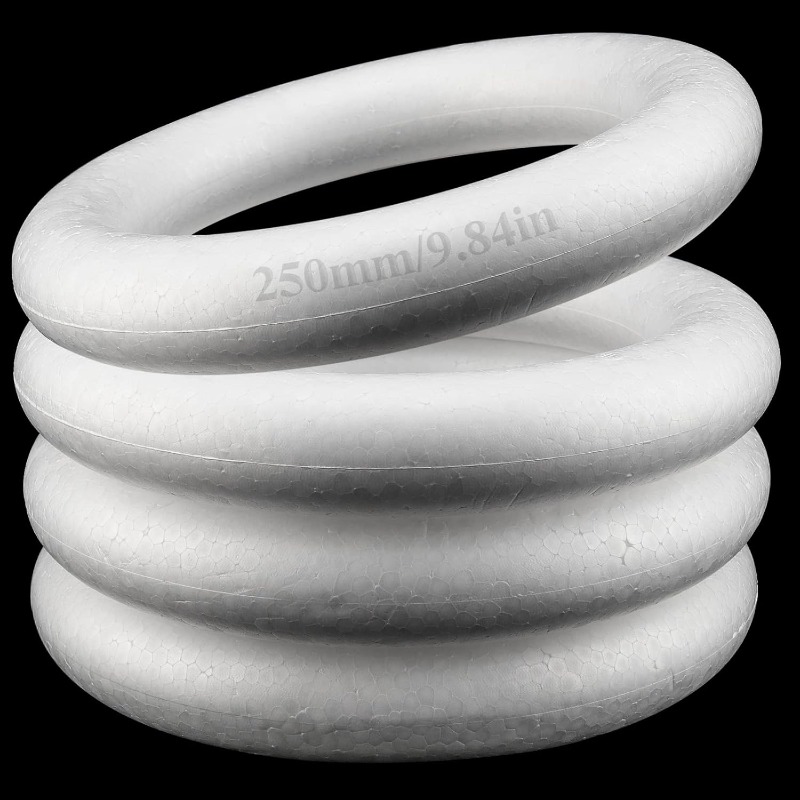 set of 4 craft foam wreaths white polystyrene foam rings used for   projects and circular foam wreath molds for home wedding decorations