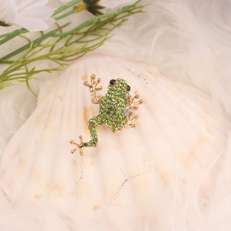 TEMU [1pc Frog Brooch Pin] 1pc Vintage Boho Style Alloy Frog Brooch Pin, With Accents, Versatile Fashion Accessory For Daily Wear And Gift-, For Women