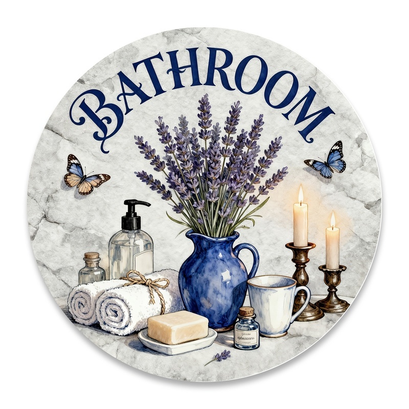 2d Flat, 2d Flat 1pc Retro Lavender Bathroom Round Paing Scented Candle Decorative Hanging Decoration Bathroom Washbasin Warm Soft Decoration Restaurant Retro Theme Party Decoration , 2d Flat