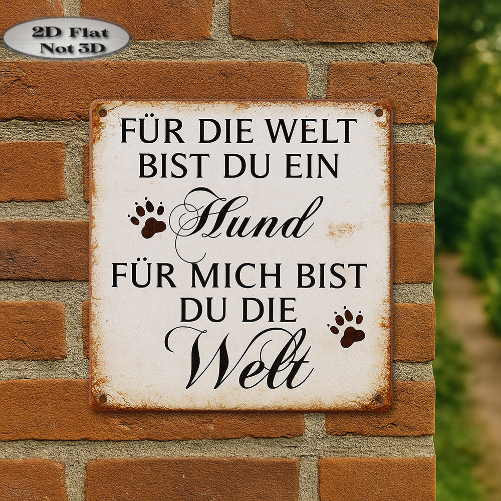 TEMU 2D-Flach, [2D-Flach] . Holz-Wandschild mit deutschem Zitat „Für bist du nur ein Hund...“ – Geeignet für Zuhause, Büro, Café-Dekor – Holzschild
