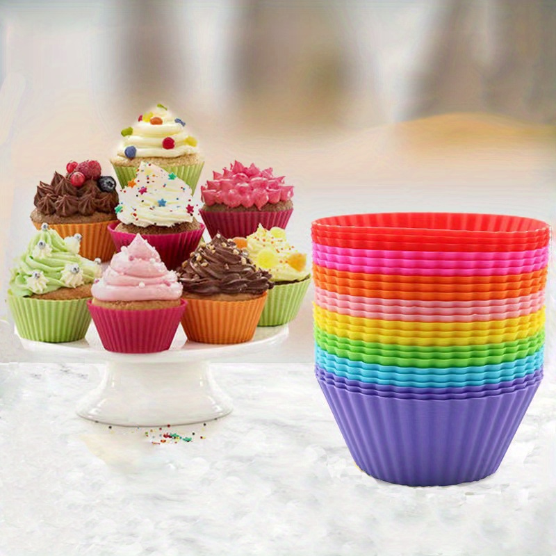 12-Pack Heart Shaped Silicone Baking Cups - Reusable Non-Stick Cupcake Liners, 2.75 Inch, Oven & Dishwasher Safe