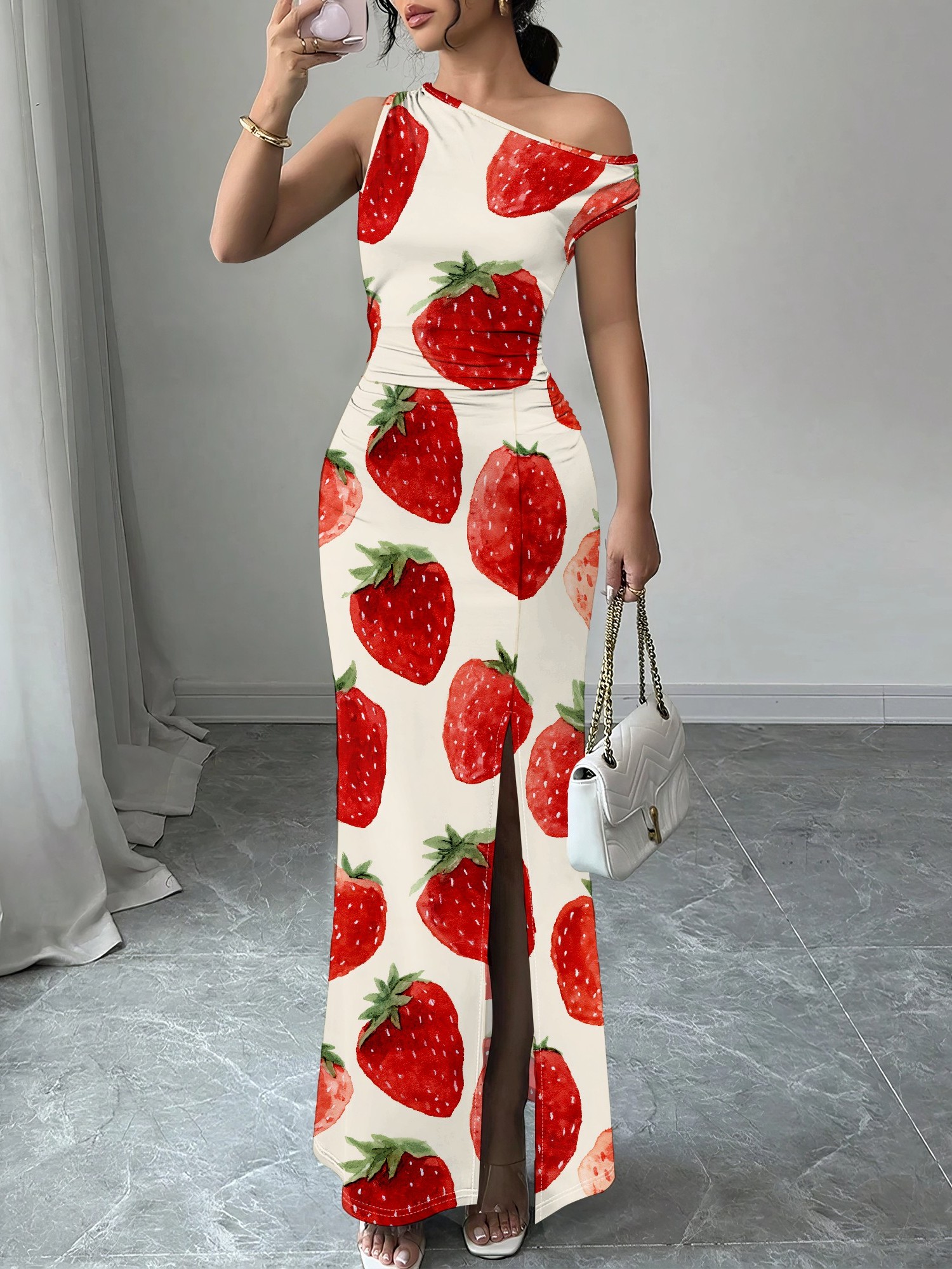 a line midi dresses for women A-Line Midi Dress with Ruched Detail  Gretachic