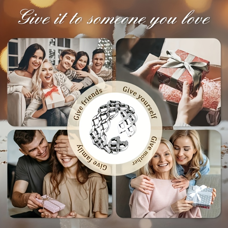 Women's Adjustable Vintage Distressed Hollow Grid Ring