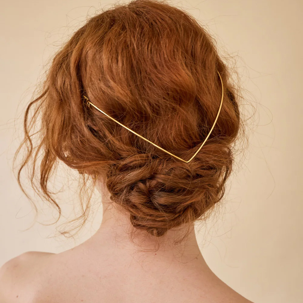 V style hair accessories Magnificent Arrow Hair Elastic, Triangle, V, Metallic Gold  main image 4
