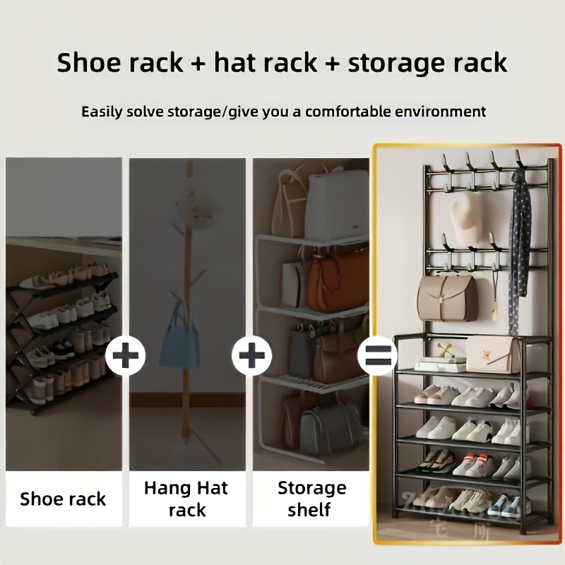 Heavy-Duty 5-in-1 Valet & Suit Stand with 8-Hook Coat Rack, Shoe & Umbrella Holder - Stainless Entryway Storage Organizer Suitable for Hallway, Mudroom, Foyer - Space-Saving Freestanding Furniture, Easy Assembly for /Office/Hotel