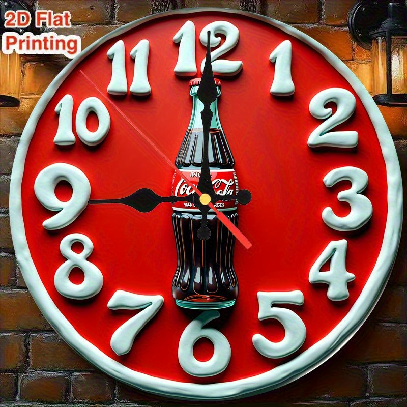 TEMU 2d Flat, Vintage Room Decoration, 1pc, Logo, 9 8inch, 2d Flat Silent Wall Clock, Wooden Quartz Design, Spiritual Homeholidayroomcoffeegift