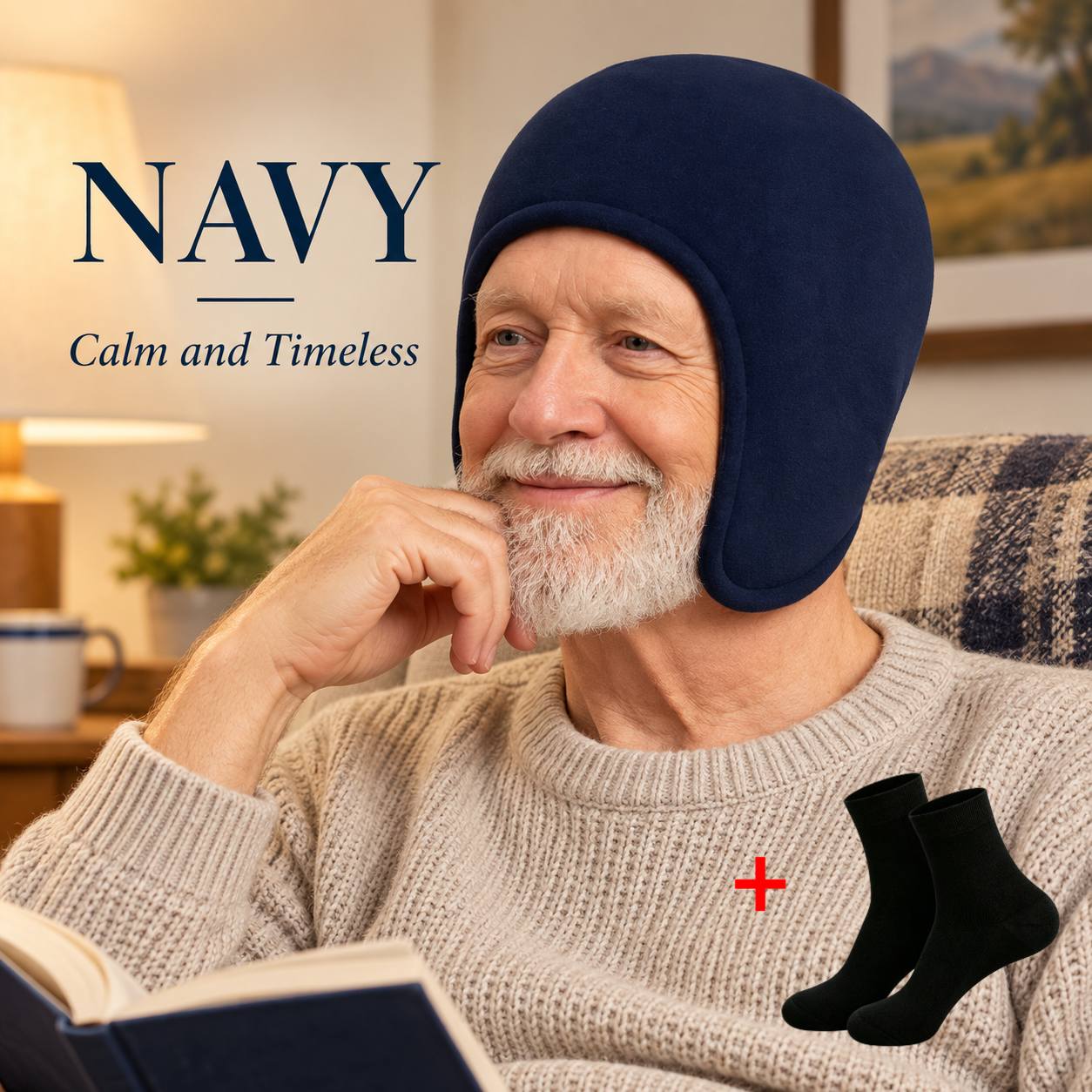 TEMU 2pcs Set: 1 Cap + 1 Pair Of Socks. Tecey Men's Ear-protection Cap, Wraps Around And Ears, Lightweight And Non-restrictive, Ideal For Nighttime