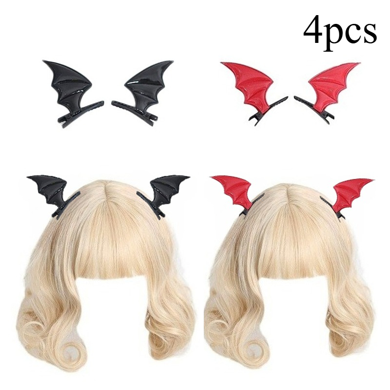 TEMU 4 pezzi Nuove Mollette per Capelli a Forma di Ali di Halloween, Clip per Bordo, Combinazione e da Donna per Halloween, Accessori per Capelli