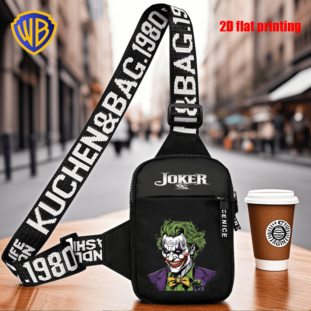 TEMU 1pc Joker Lightweight Nylon Letter Print Strap Chest Sling Bag, Adjustable Durable Crossbody Shoulder Bag For Men Women, Casual Small Fanny Pack