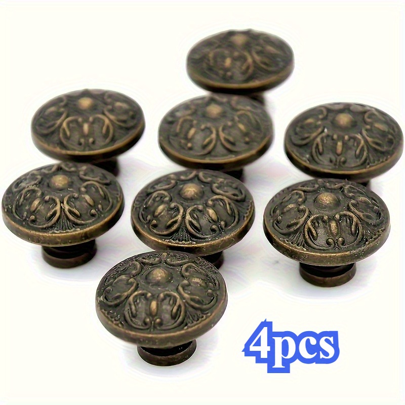4pcs Alloy Drawer Pulls, Painted Round Knobs For Nightstands & Cabinets, Rustic Single-hole Dresser Hardware With Country Charm, – Classic Farmhouse Cabinet Handles For Home Decor
