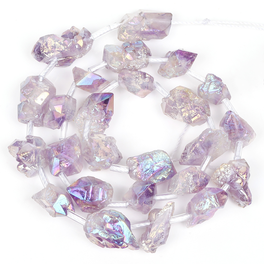 TEMU 6-18mm 24pcs Natural Stone Ab Colorful Amethyst Irregular Crystal Particles Loose Beads For Jewelry Making Bracelets Necklace Additions
