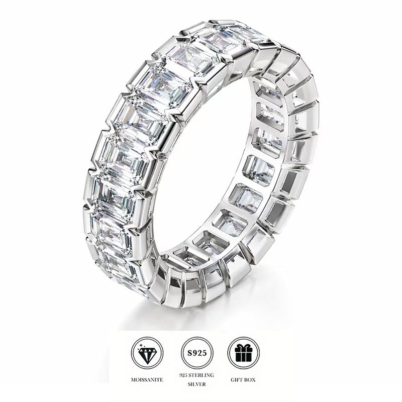 Men's Bling Moissanite Hip Hop Ring, Stylish Finger Ornament
