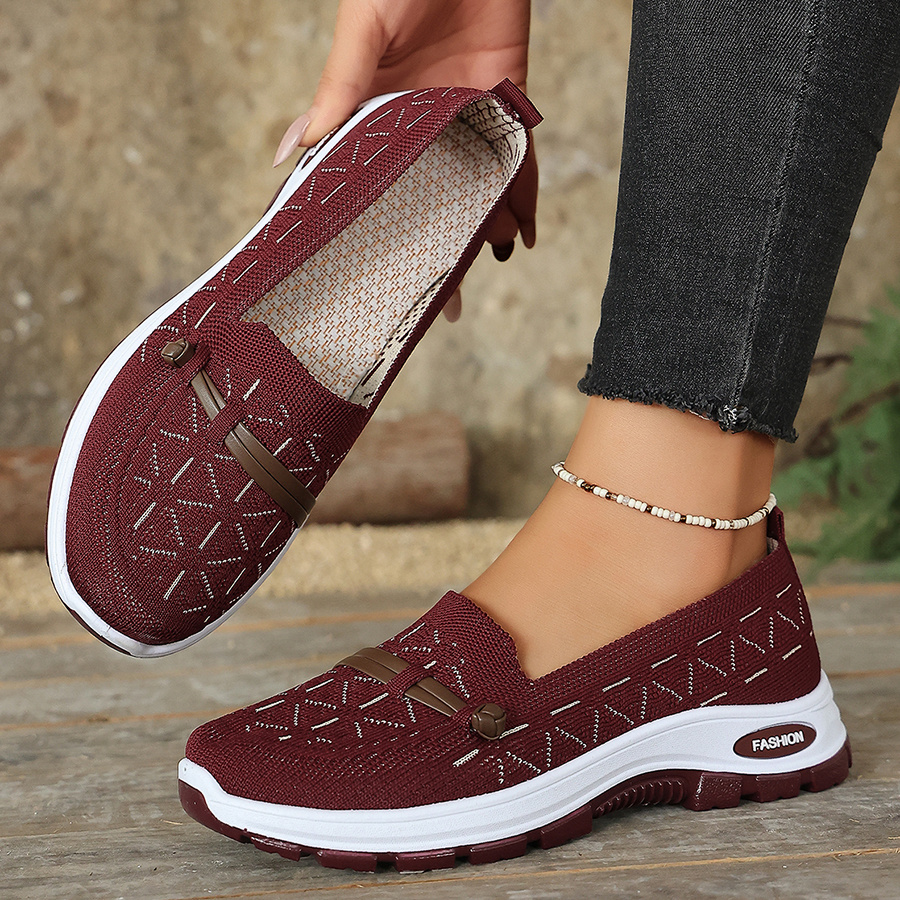 TEMU Women's Breathable Knitted Casual Shoes Are Lightweight And Cushioned Sports Shoes For Daily Commuting And Walking