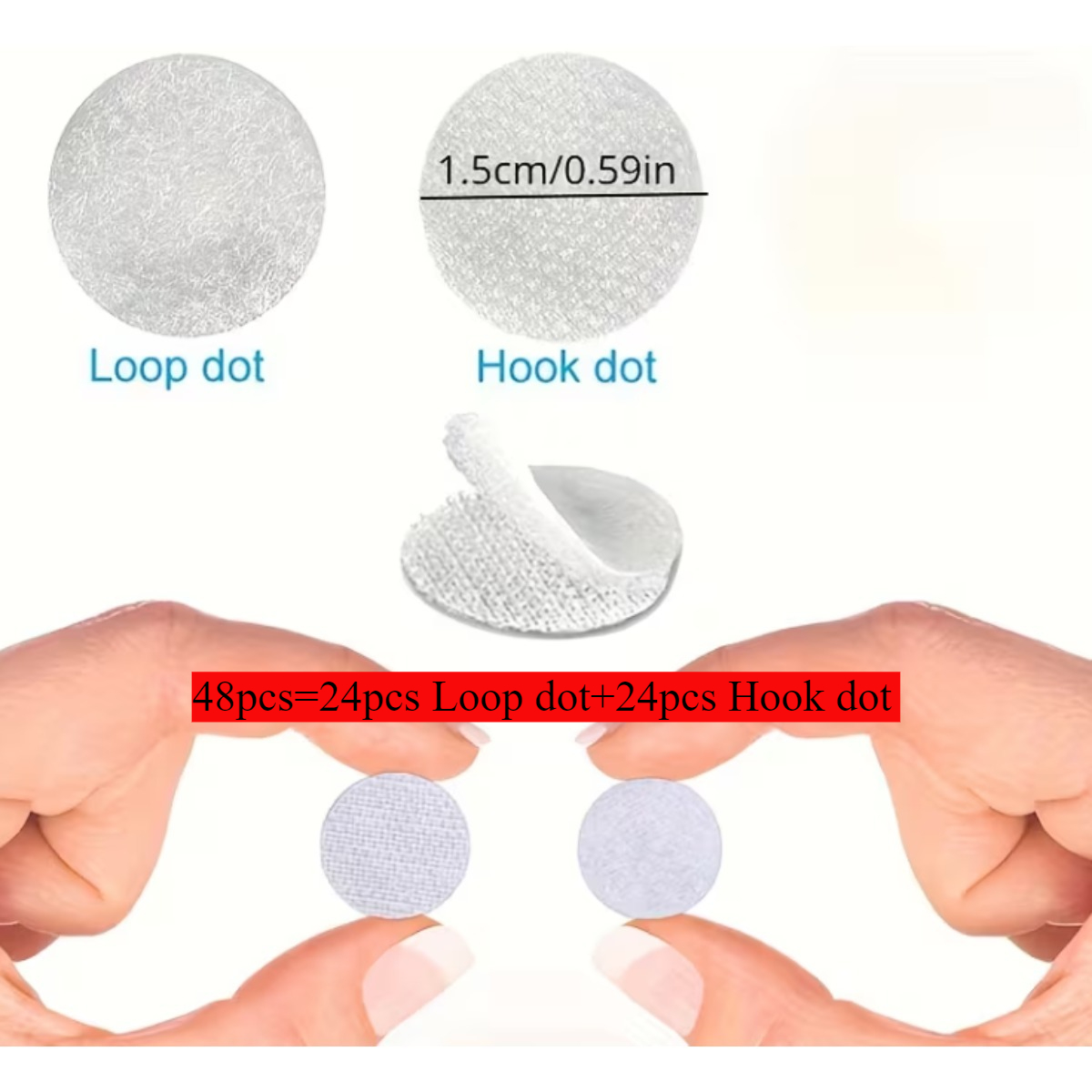 TEMU 48/96/192/384pcs White Self-adhesive Round Hook And Loop Fasteners, 1.5cm/0.59inch Diameter, Ideal For Home, Curtains, Office Envelopes, Sealing