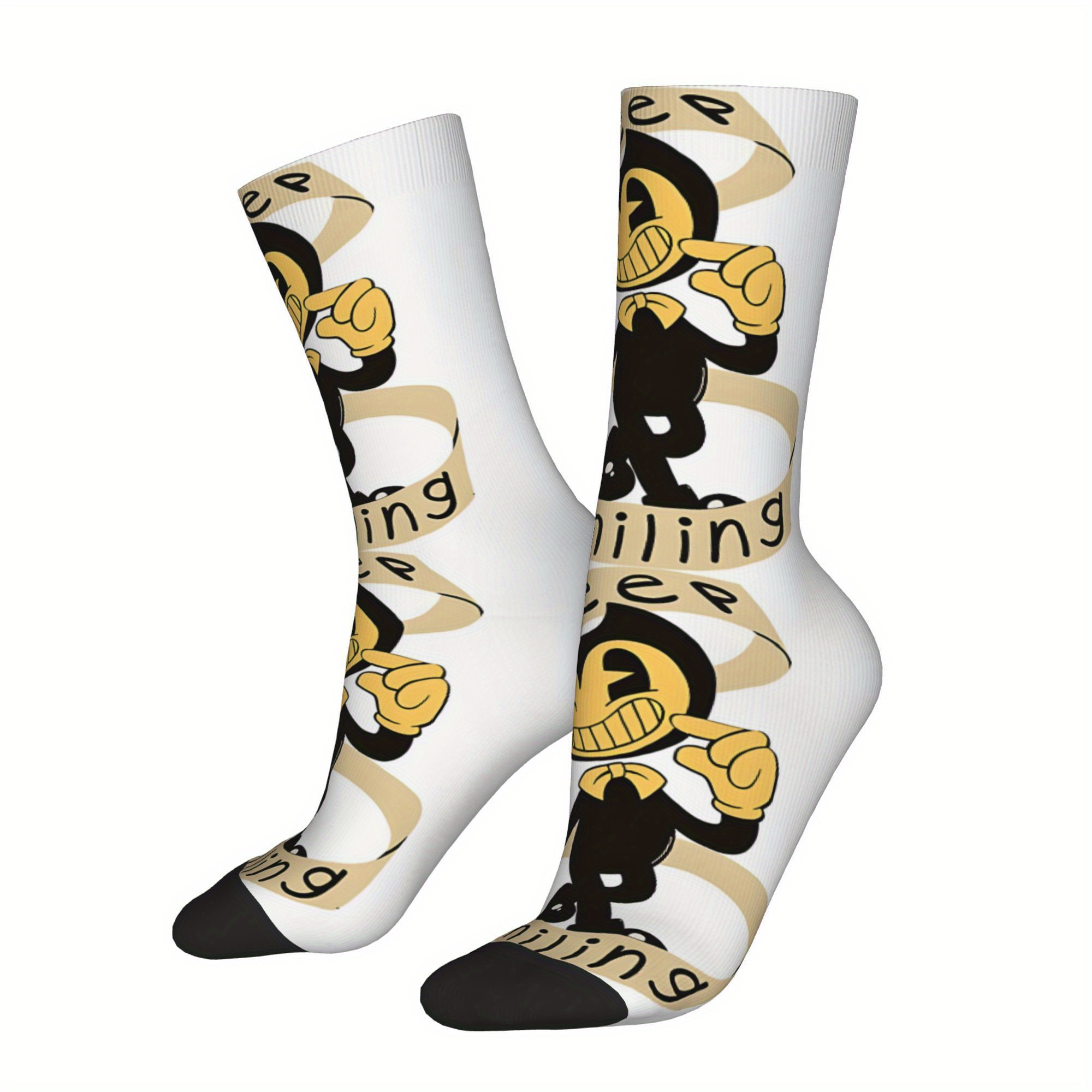 

1 Pair And The Inspired Crew Socks, Knit Polyester Fabric With Elastane, Unisex Style, With Hand Washable, For Novelty Hip Hop Socks