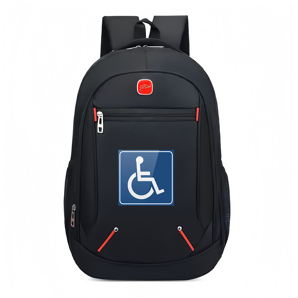 TEMU 1pc Of Handicap Sign Printed Backpack - Made From Durable Oxford Fabric, Featuring A Interior, Adjustable Shoulder Straps, And A Casual Design.,