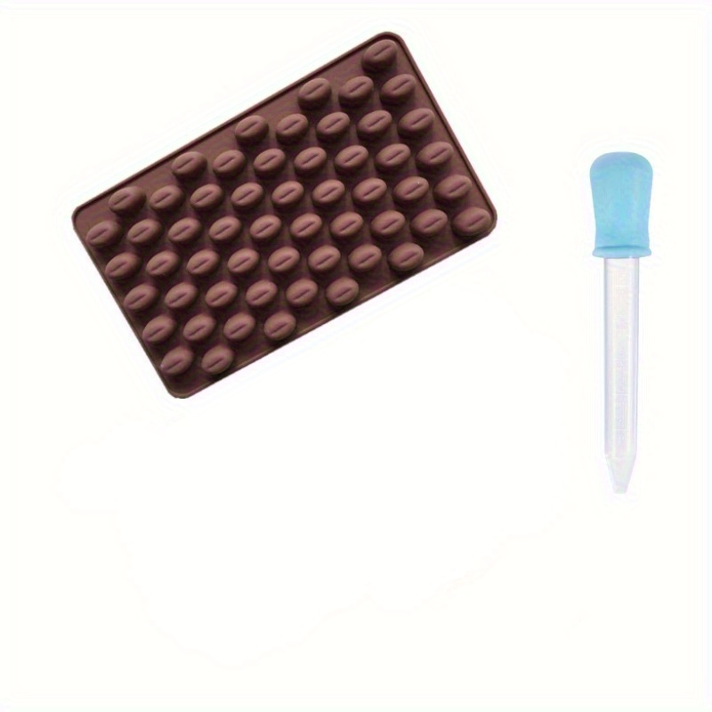 2pcs Small Coffee Bean Chocolate Molds + Dropper, Food Grade Chocolate Candy Baking Tray, Homemade Sugar-free Chocolate Shavings, Cake Decorations & Dessert Making, Food Grade Materials