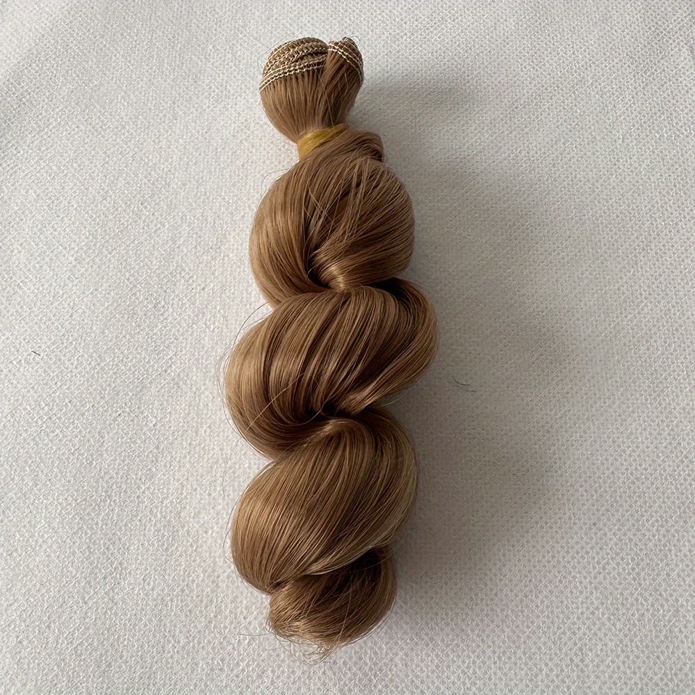 TEMU 1pc Perruque Haute Température pour Poupée Cheveux Bouclés Uniques Queue de Cheval Feuille Multi-Couleurs Pièce de Cheveux Rideau de Cheveux