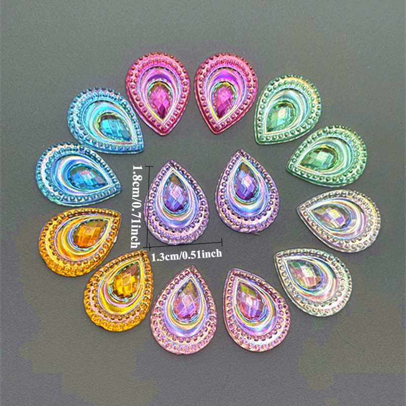 TEMU 40 pièces 1,3 cm/0,51 po * 1,8 cm/0,71 po Queue de coq à coller en surface, queue de à fond plat, accessoires de bijoux DIY, couleur aléatoire