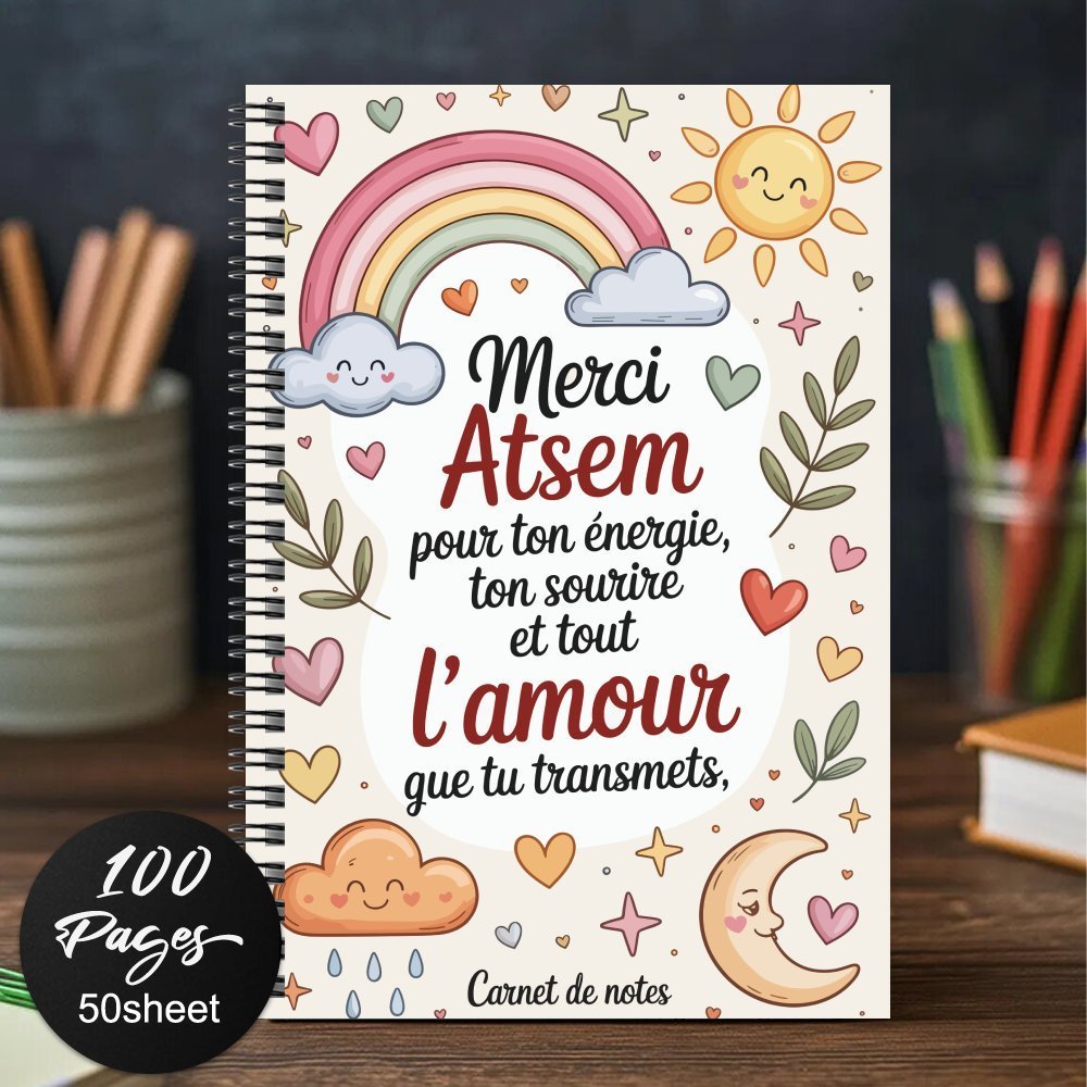 TEMU 1 Carnet de Remerciements Style Français avec Couverture ATSEM - Couleurs Pastel (Rose, Jaune, Vert, Bleu, Marron, Beige) Reliure Spirale, Cœur,