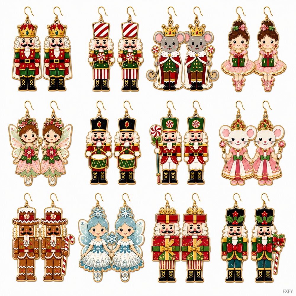 TEMU 24pcs/12 Pairs Women's Fun Acrylic Earring Set, New Multicolor Vintage Cute Hair Clips, Fairy, Wings And , Elegant Fashion Jewelry, Suitable For