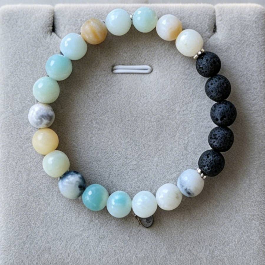 Handcrafted Bohemian Arabic Natural Stone Bead Bracelet, Unisex