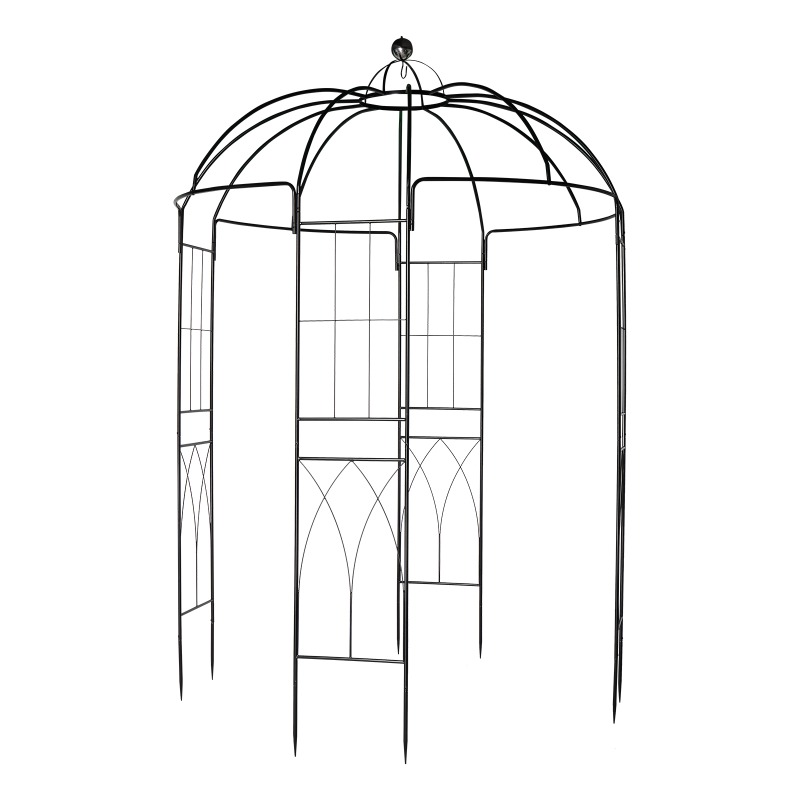 Image of 207 X 207 X 270cm Courtyard Wrought Iron Gazebo Iron Arch Black