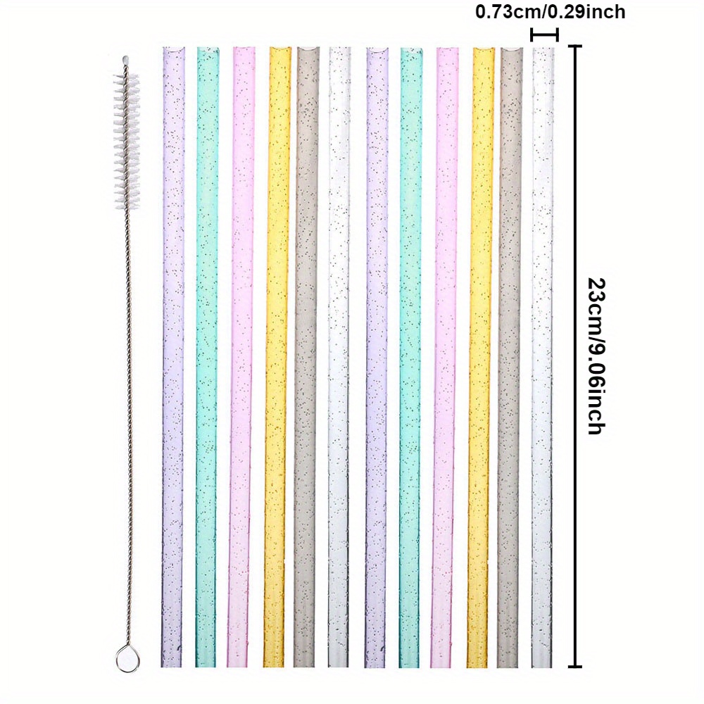 12pcs Reusable Colorful Straws With Cleaning Brush, Suitable For All Cup Accessories, Dishwasher Material Drinking Straws