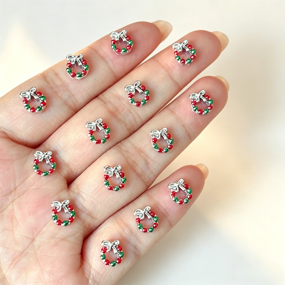 TEMU Mini Ghirlande Natalizie 30/60, Perline Rosse e , Resina con Retro Piatto, Decorazioni Festive, Adatte per Decorazioni Nail Art, Fermacapelli,