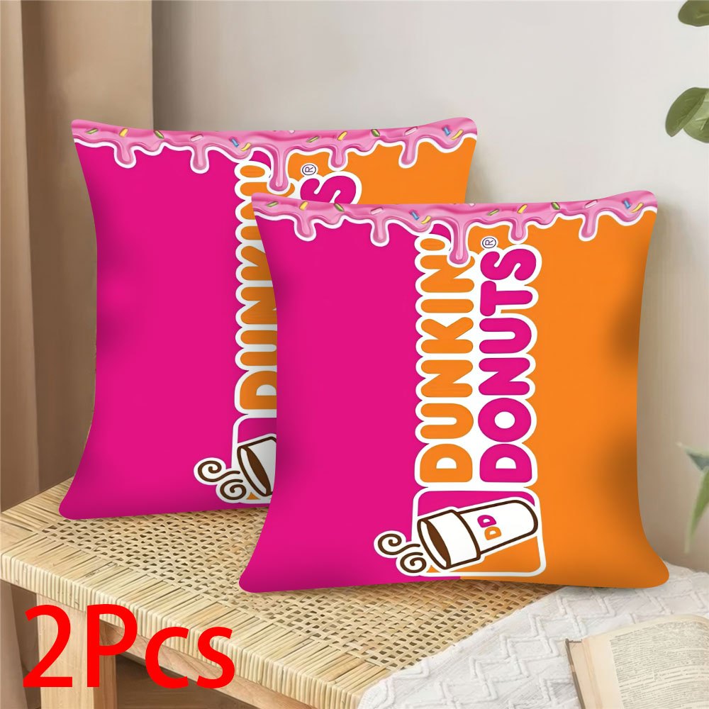 

2pcs Donuts Themed Throw Pillow Covers, 18x18 Inch, Contemporary Style, Zippered, Knit Fabric, Polyester, Machine Washable, With Pillow Inserts Not Included For Room Types