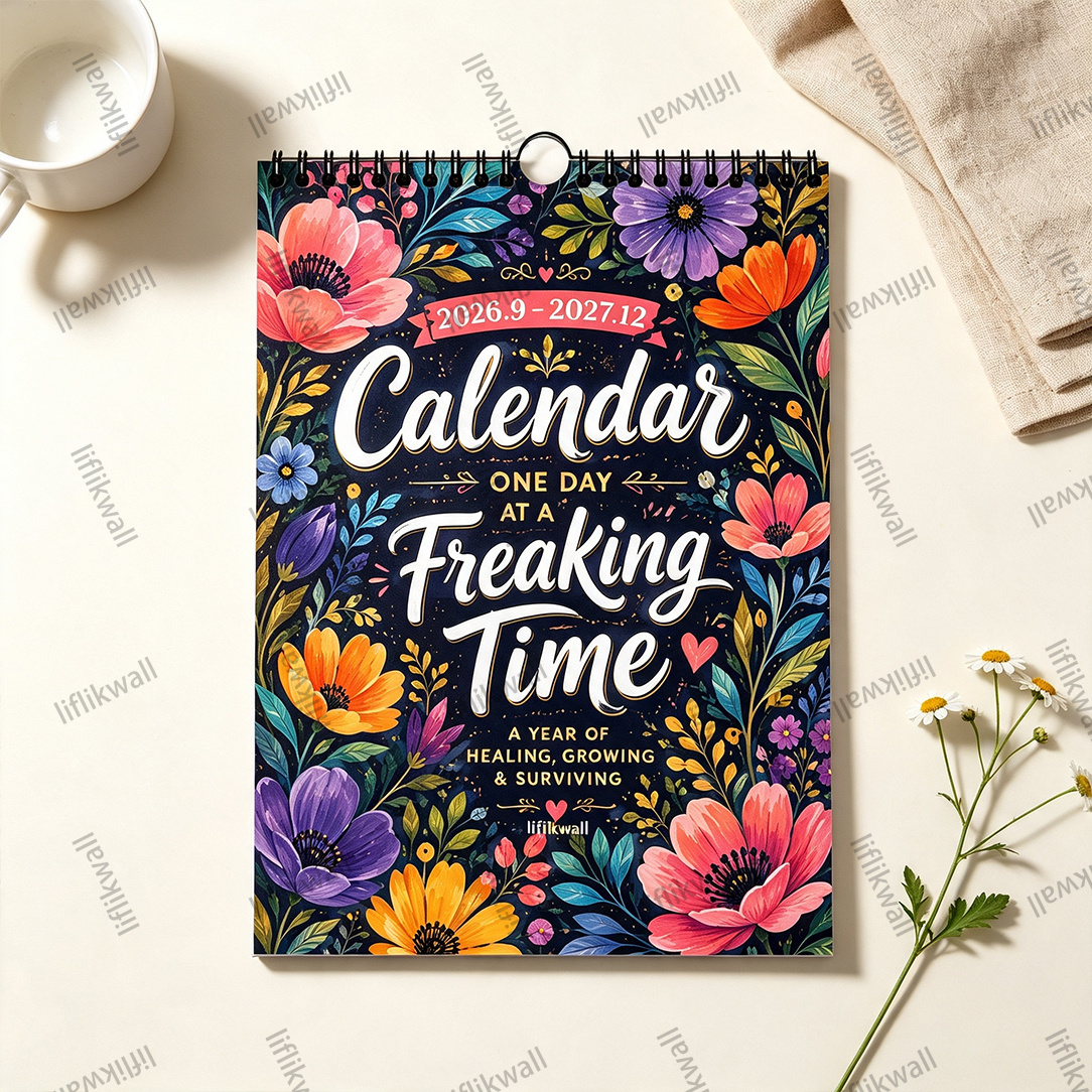 TEMU Colorful Retro Floral Illustration Style Calendar - 16-month Spiral Bound Calendar Book, Suitable For Note-taking And Daily Planning, Vibrant