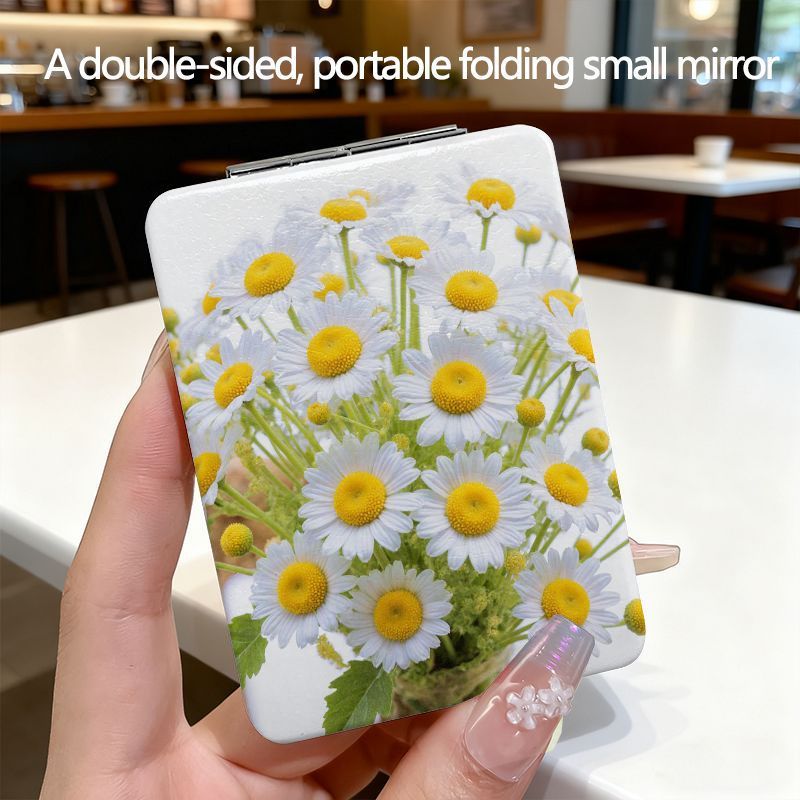 TEMU Specchietto Rettangolare - Specchio da Trucco Pieghevole , Piccolo e Portatile con Design , per Borse, Tasche e Borsette - Regalo per Donne,