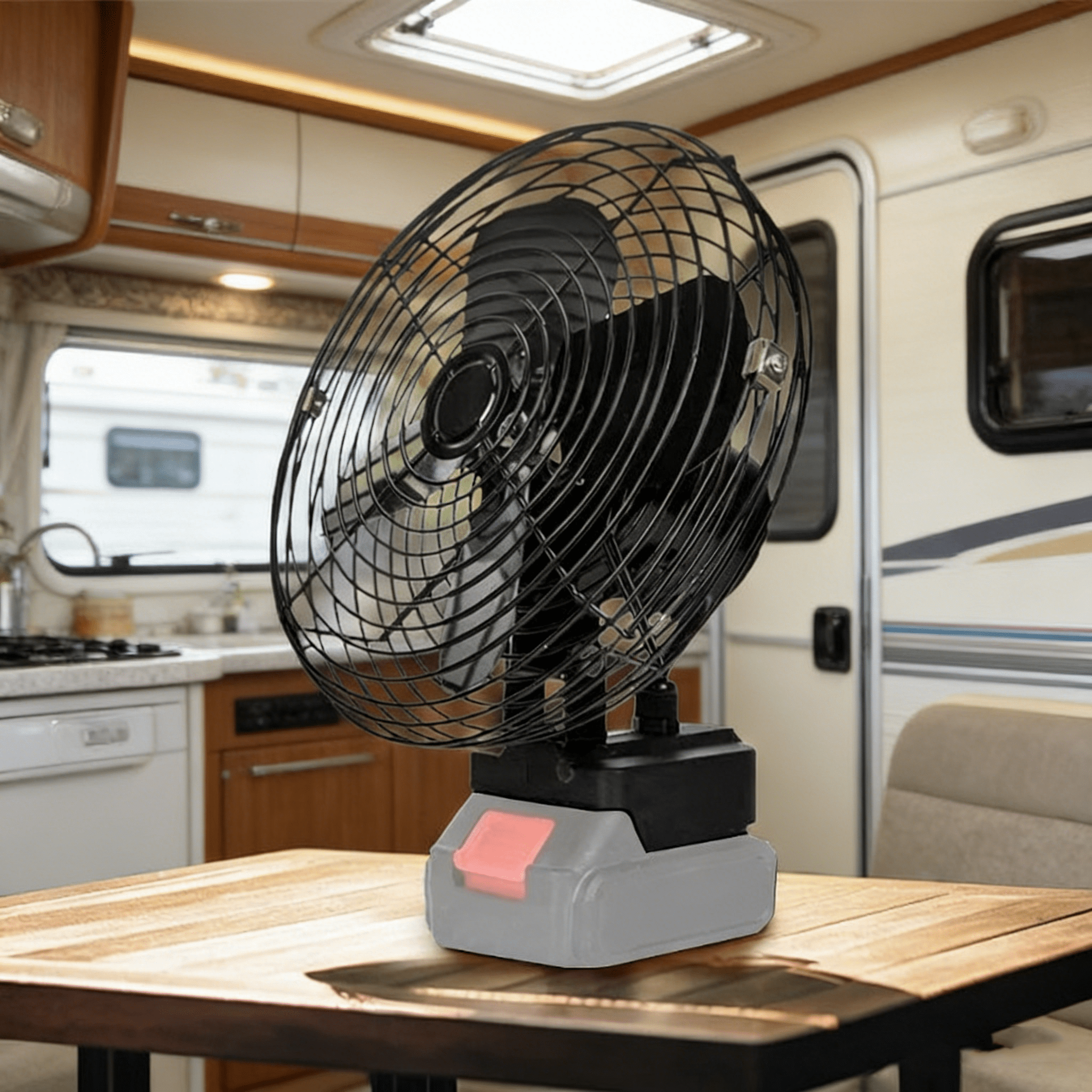 High Power Dual-Speed Camping Fan, Rechargeable Portable Fan for RV Camper Car Travel Hiking, Compatible with Makita ( Not Included)