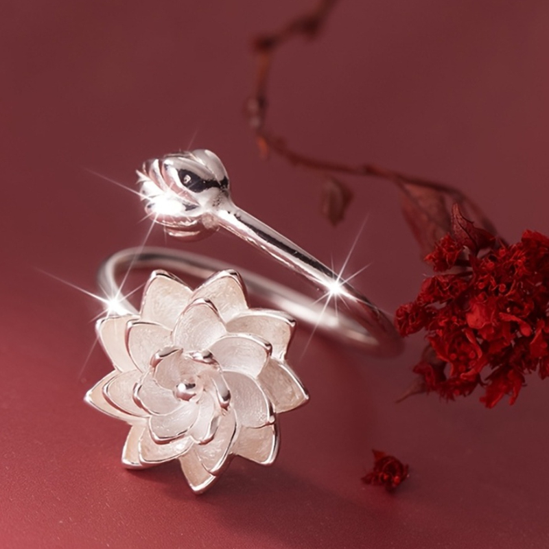 Image of Simple For Lotus Flower Ring For Daily Wear Casual Vacations Banquets Exquisite For Lotus Flower Adjustable Opening Ring Jewelry Gifts, For Teenager