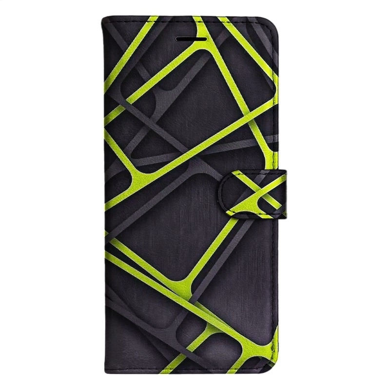 TEMU Phone Case: 2d Flat Fluorescent Green Magnetic Flip Wallet Case Card Holder Stand Sutible For Note S8 S9 S10 10 S20 20 S21 S22 S23 S24 S25 S5 S6