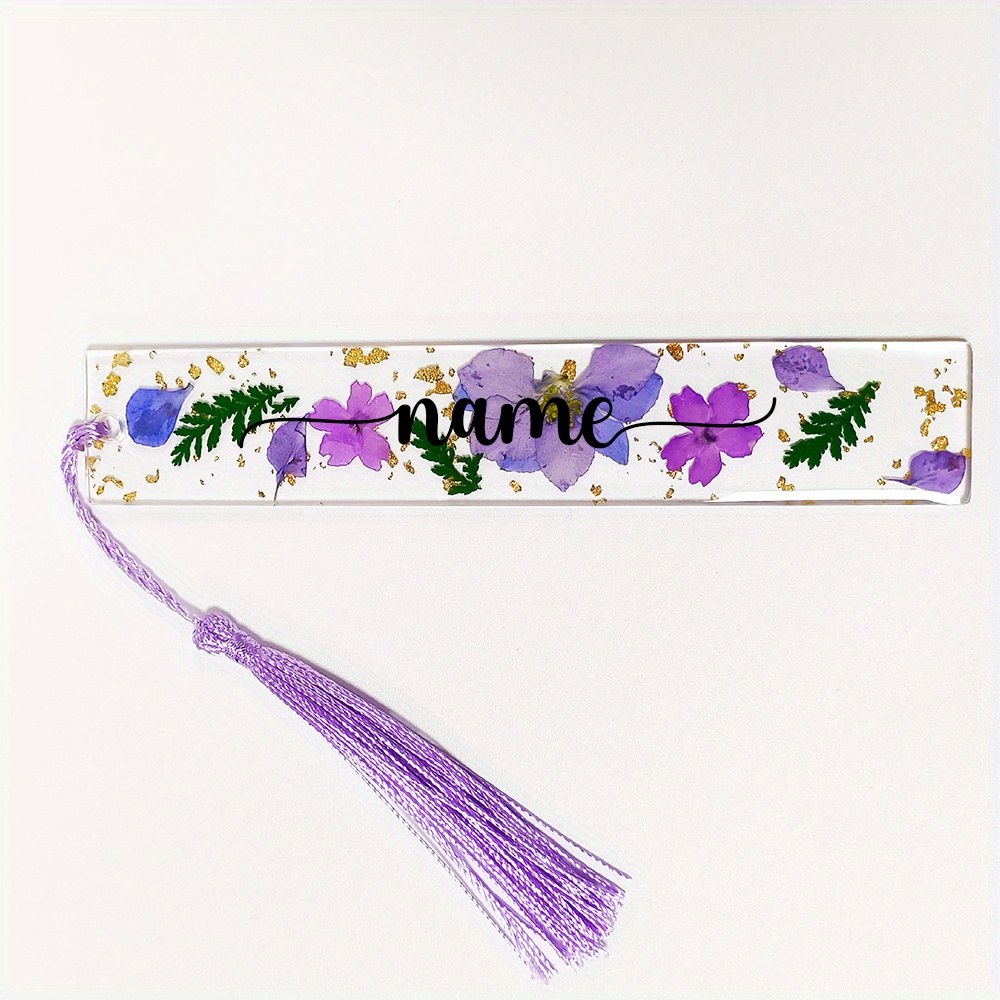 TEMU Personalized Pressed Flower Bookmark, Daisy Resin Bookmark, Custom Bookmark With Name, Floral Bookmarks For Women, Reader Gift, Gift For Her,