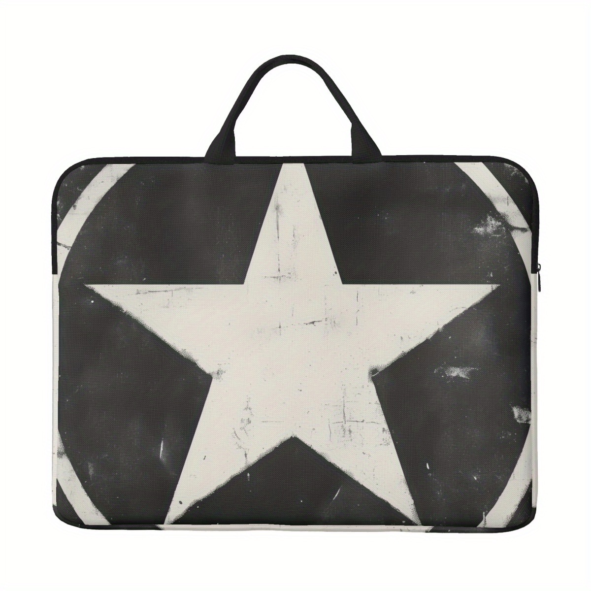 Black and White Five Star Pattern Laptop Sleeve Case