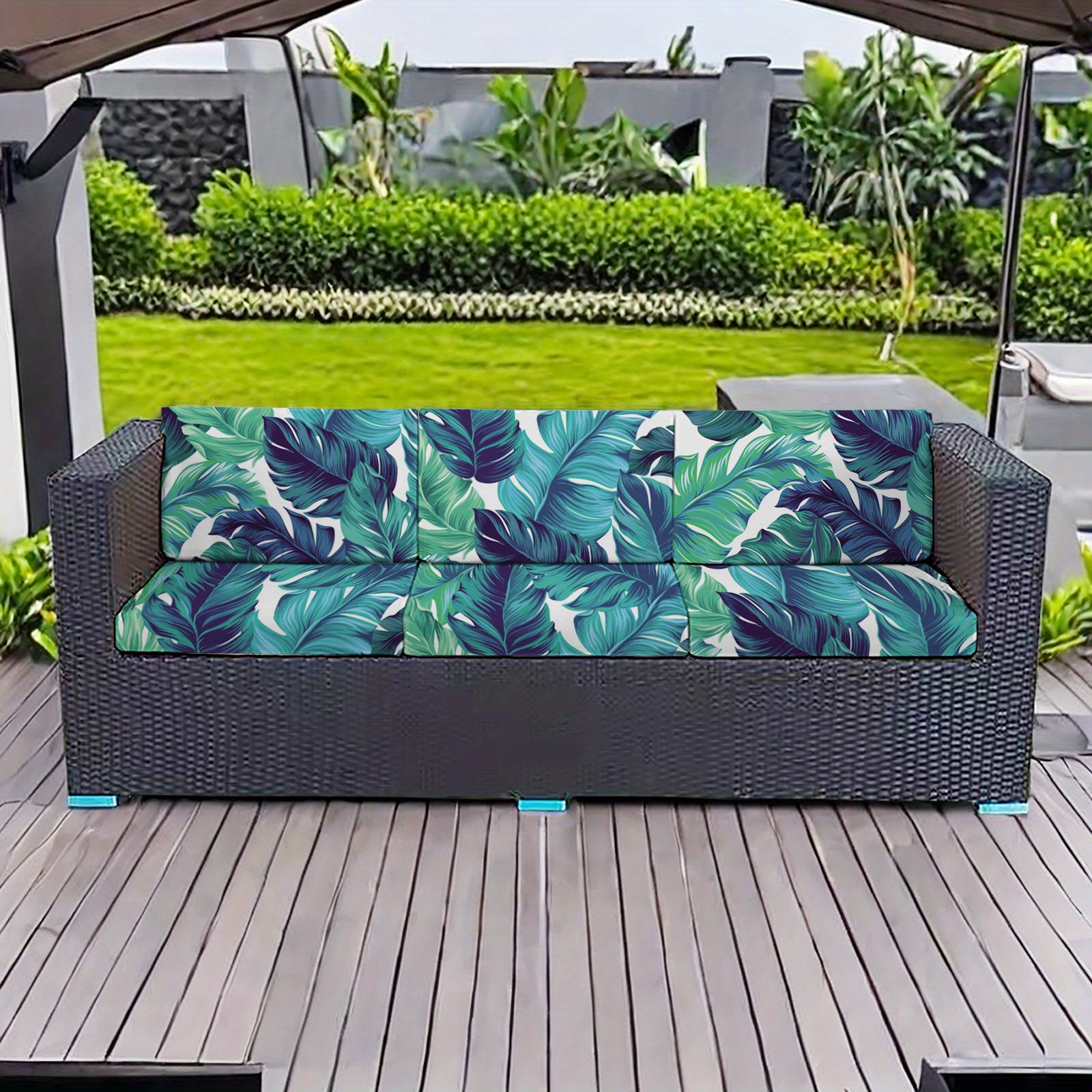 E-shop Bedruckter Hof Elastischer Sofa Kissenbezug Outdoor Kissenbezug Ersatz Sofa Sofabezug Sofasitzbezug Flexibler Stuhl Kissenbezug Veranda