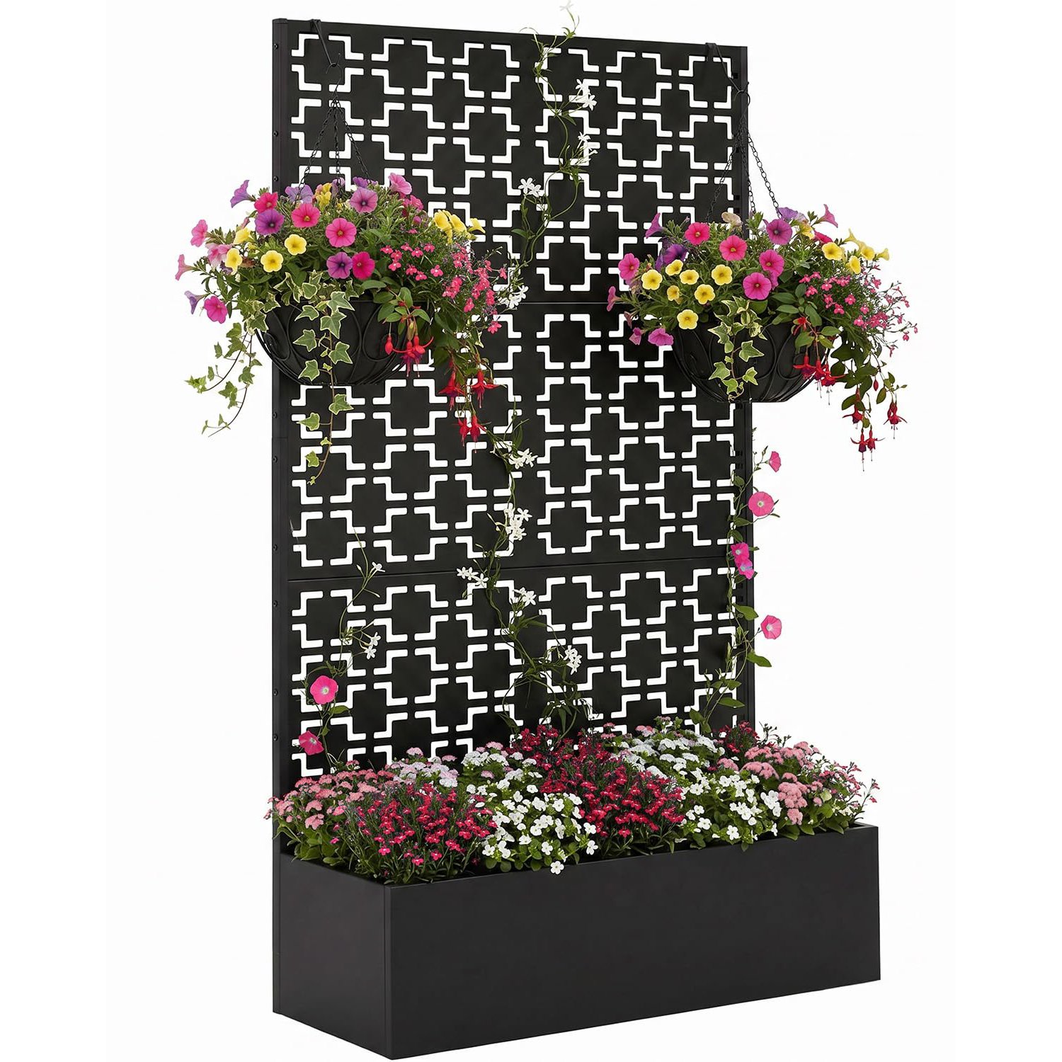 Raised Garden Bed With Trellis Privacy Screen Kit Heavy Duty Planter Box Vertical Climbing Support For Vegetables Flowers Outdoor Patio