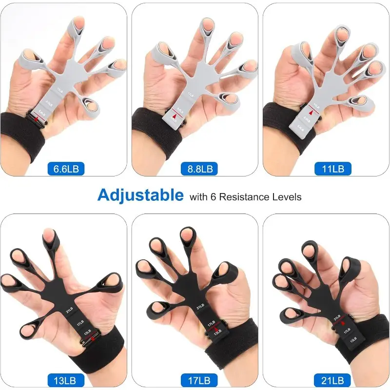 silicone finger exerciser and hand grip strengthener 1 pack adjustable forearm trainer for muscle building flexibility finger strength training for musicians athletes details 4