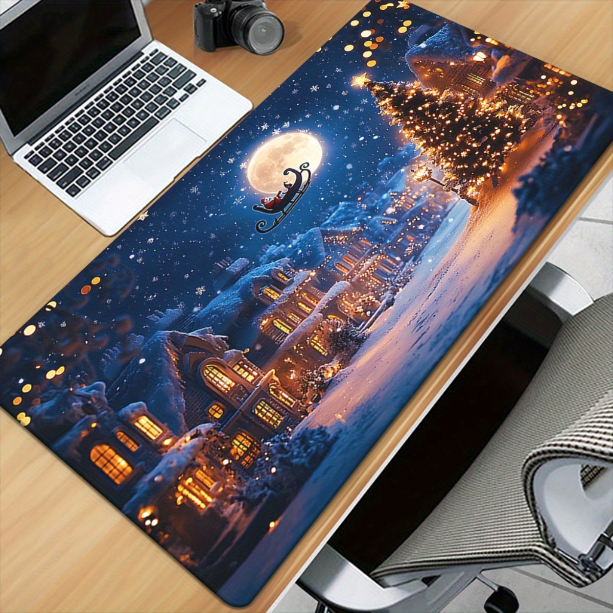 1pc Holiday Edition Christmas-themed Durable Rubber Mouse Pad, Suitable for Gaming, Office, and Home Use, Gaming Table Accessories | Fashion Mouse Pad | Smooth Surface Pad, Desktop Mouse Pad, Home Workspace Setup, Office Desk Accessory, Stylish