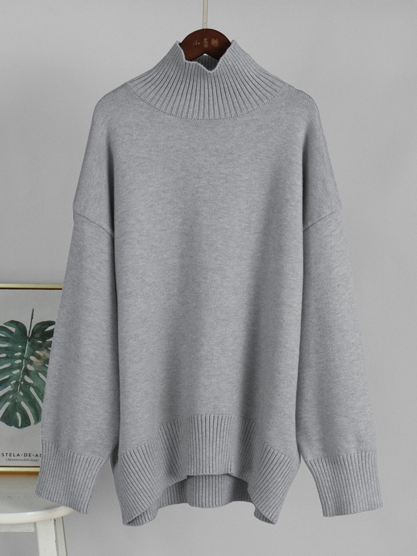 womens oversized turtleneck sweater drop shoulder rib trim solid color loose pullover lemon yellow high neck casual jumper long sleeve relaxed fit basic top