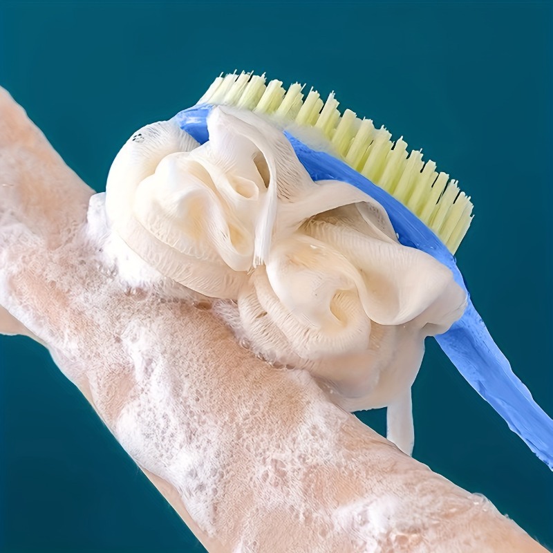 1pc dual sided bath brush back scrubber exfoliating body shower tool with soft bristles texture surface ergonomic grip no battery needed lightweight shower organizer for back   legs feet durable bathroom accessory for smooth light beige dead light beige removal     material   Product details 0