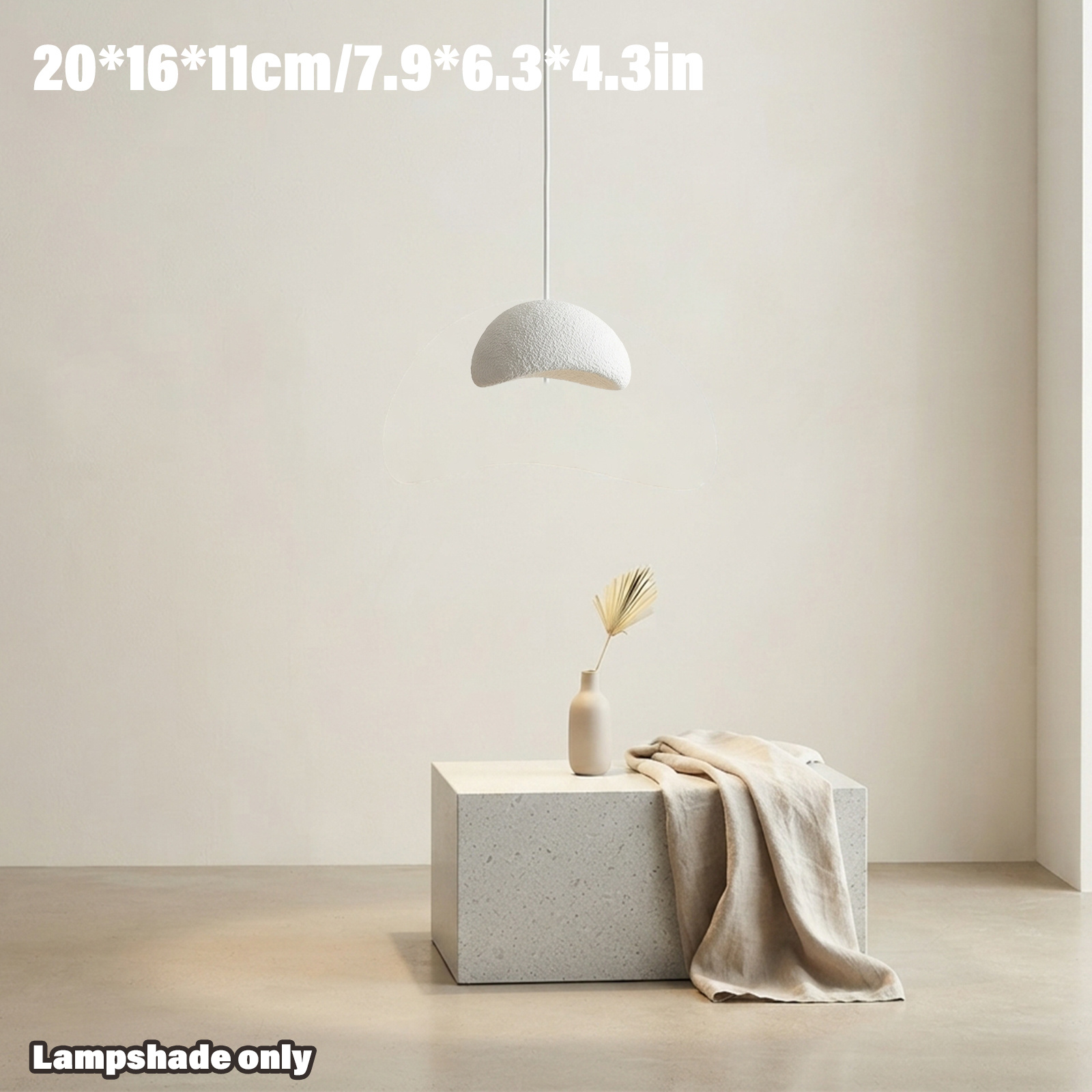 TEMU White Rough Textured Dome Pendant Lampshade , Open Bottom Matte Half Circle Light Cover, Boho Replacement Lamp Shade For Dining Room Ceiling