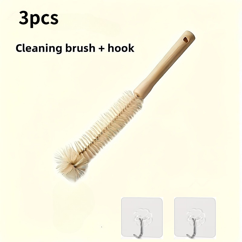 TEMU 3pcs Set: Long-handle Non-slip Grip With Hook Foot Cleaning Brush - No-bend Toe Brush, Adult Bathroom And Foot Care Tool, Light Beige - Suitable