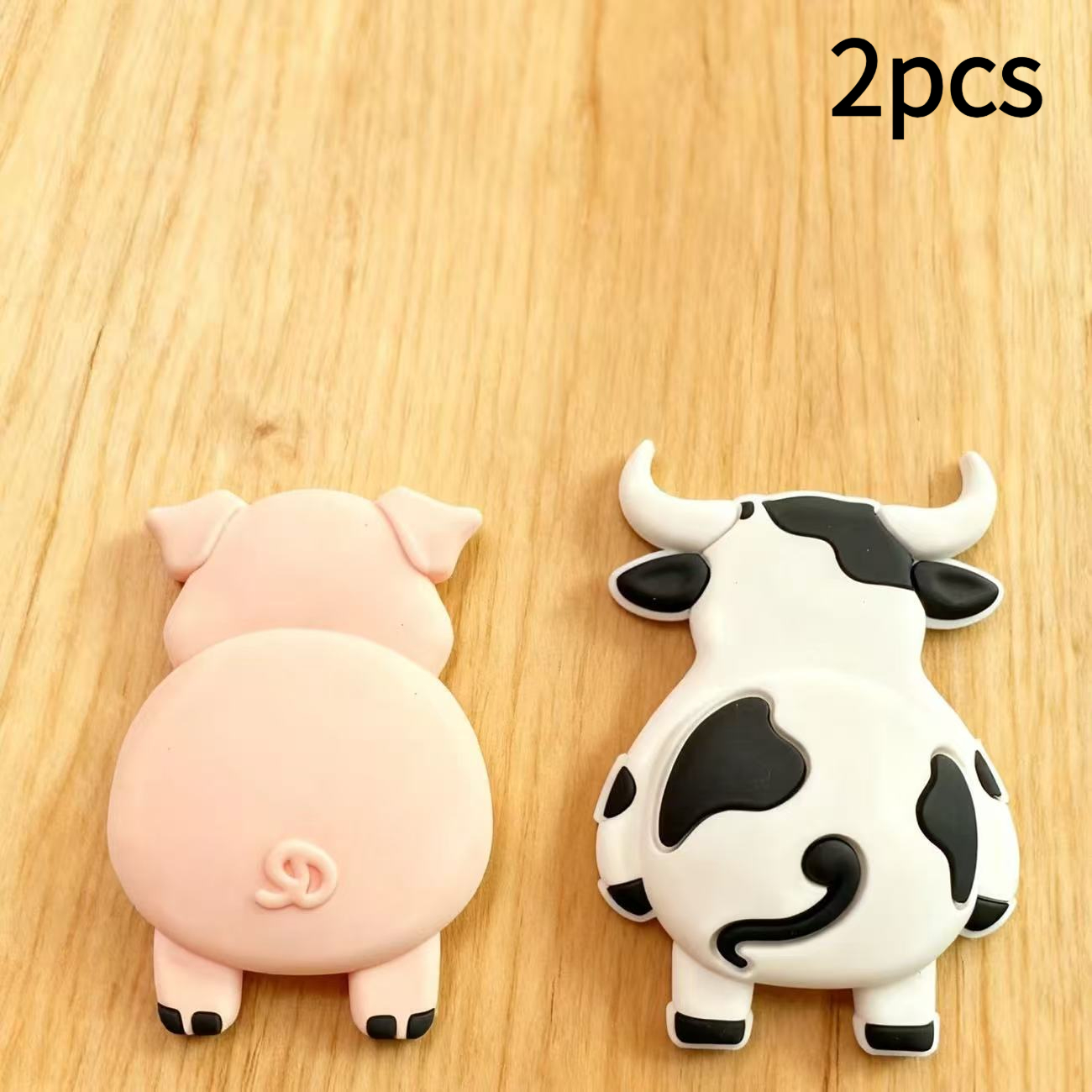 2pcs Cartoon Animal Anti-collision Stickers, Made Of Pvc - Cute Cartoon Animal Design, Suitable For Places Such As Behind , Mobile Phones, And Other Areas Prone To .