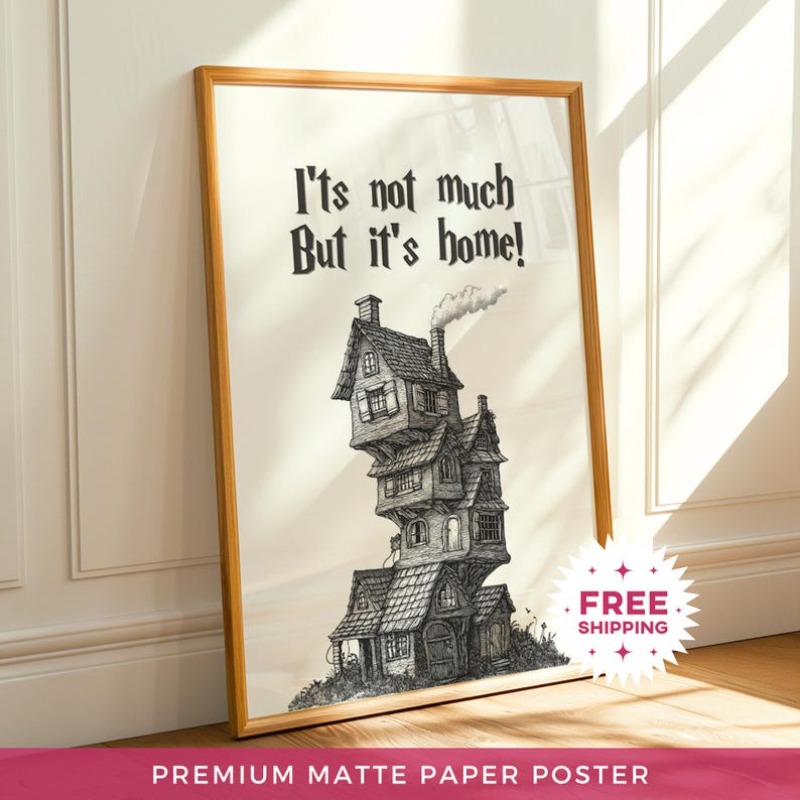 TEMU 2D-Flach, . Leinwandposter (ungerahmt!!!) – „Es ist nicht viel, aber es ist Zuhause“-Druck, Zauberer--Wandkunst, von der inspirierter Druck,