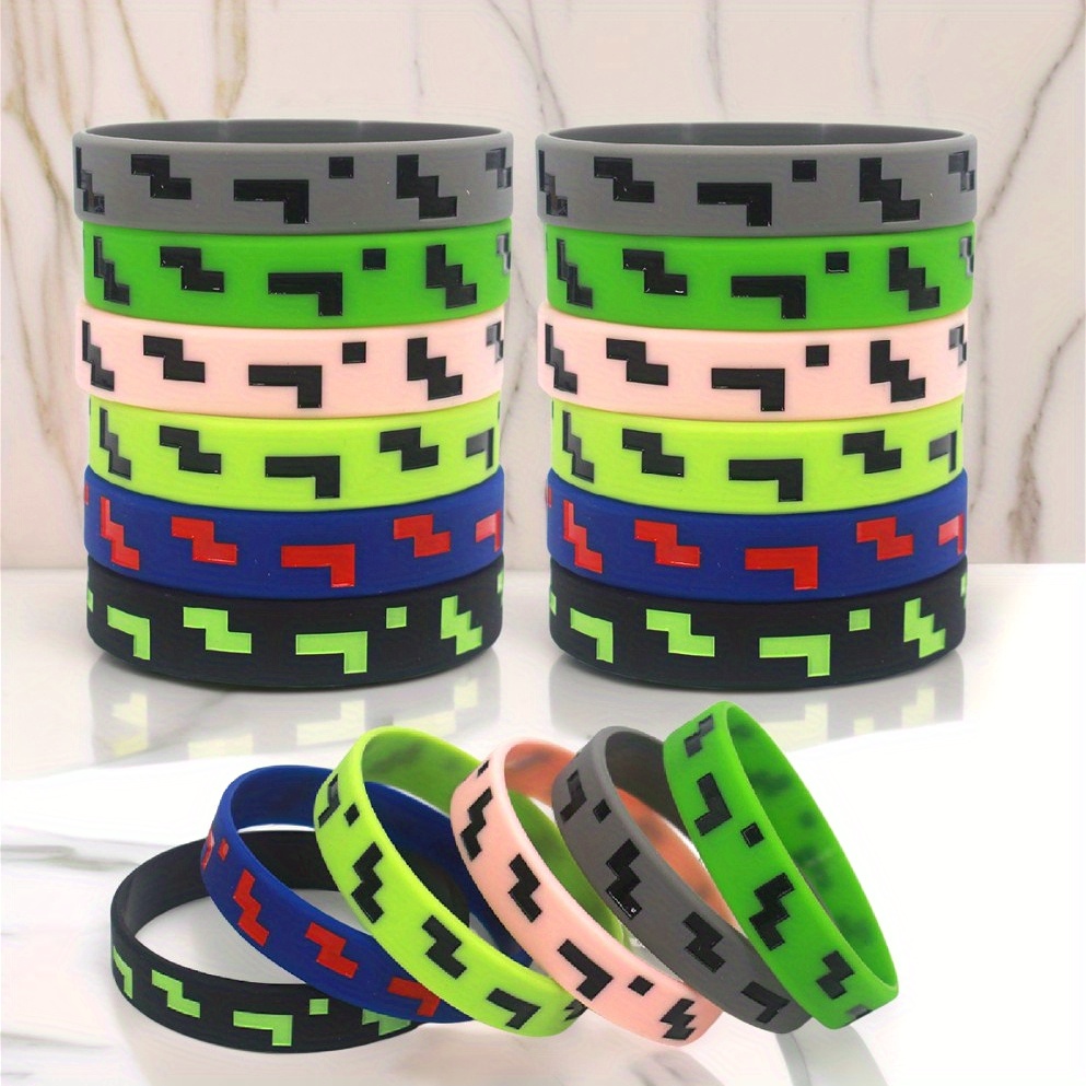 E-shop Geschenk für Sie/Ihn 12-tlg. Pixel--Thema Party-Mitgebsel Armbänder, Armbandgeschenke für Geburtstagsfeier-Zubehör
