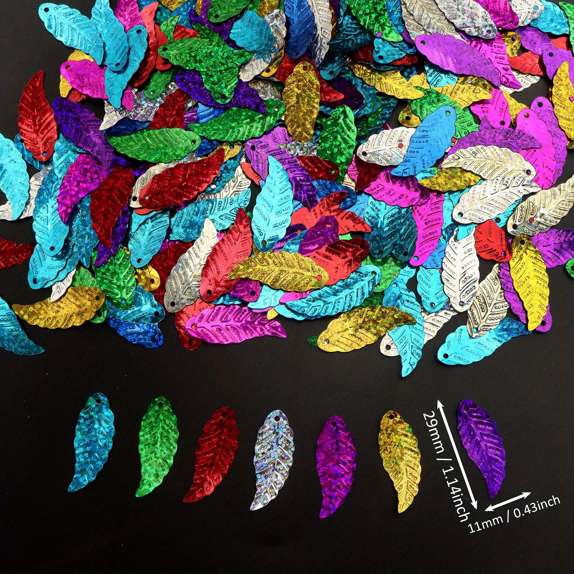 E-shop 175 Stück/Pack Holographische Metallic-Blatt-Pailletten - Blattförmige PVC-Flocken für DIY-Bastelarbeiten, Schmuckherstellung,