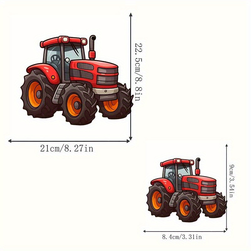 TEMU 4pcs Water Washable, Ironable And Hot Pressed Patches2l+2s Cartoon Red Tractor-on Transfer Stickers, Suitable For Diy T-shirts, Hats, Pants,